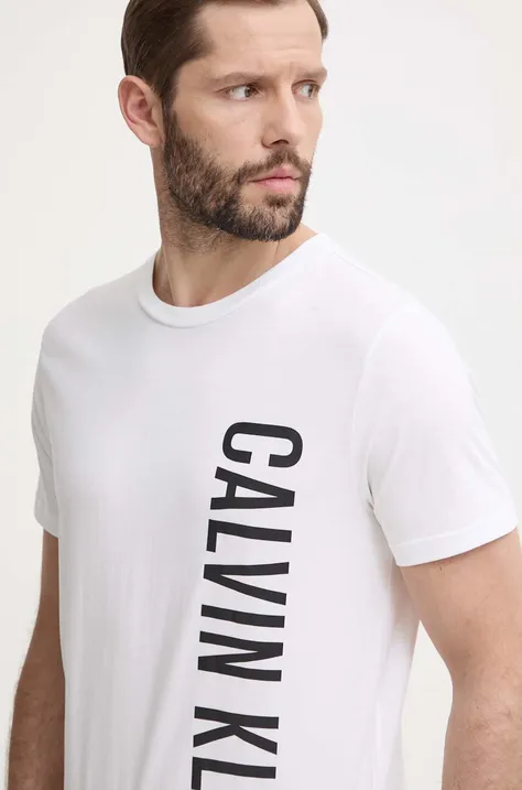Bavlnené tričko Calvin Klein pánsky, biela farba, s potlačou, KM0KM00998