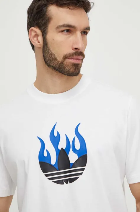 Хлопковая футболка adidas Originals мужская цвет белый с принтом IS2944