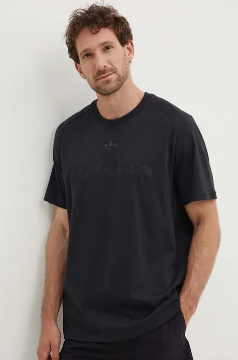 adidas Originals t-shirt in cotone uomo colore nero con applicazione IT7473