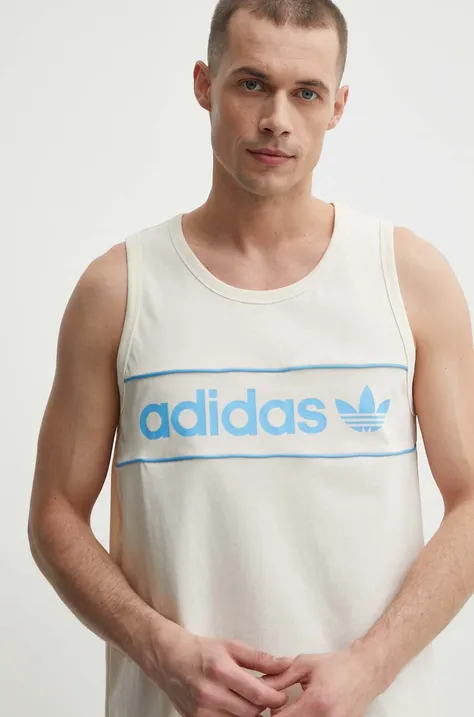 Bavlnené tričko adidas Originals pánske, béžová farba, IU0191