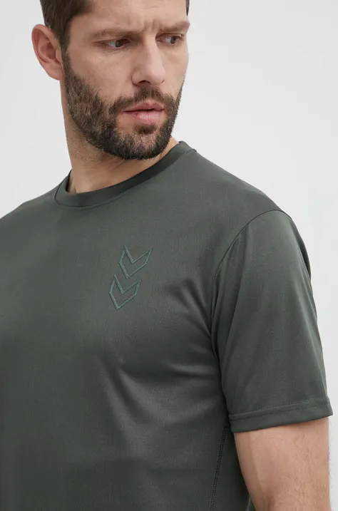 Тениска за трениране Hummel Active в зелено с изчистен дизайн 224493