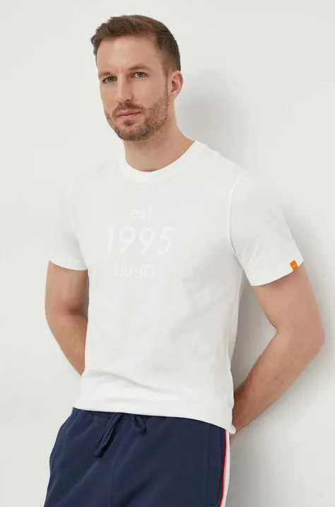 Бавовняна футболка Liu Jo чоловічий колір білий з принтом