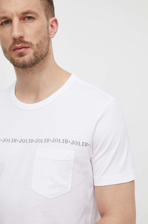 Liu Jo t-shirt bawełniany męski kolor biały z nadrukiem