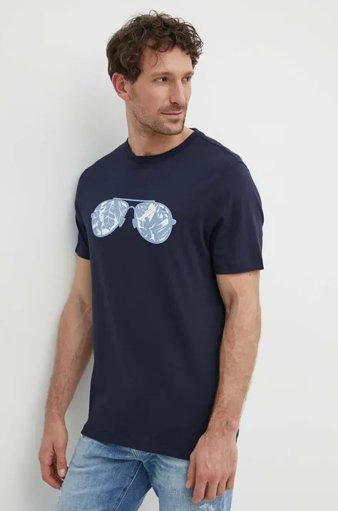 Бавовняна футболка Michael Kors чоловічий колір синій з принтом