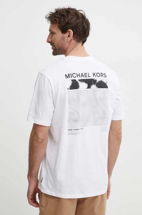 Michael Kors t-shirt bawełniany męski kolor biały z nadrukiem