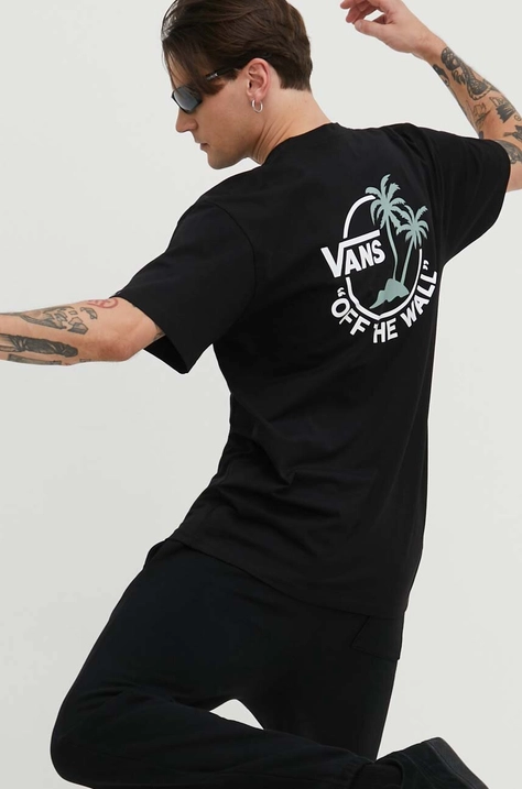 Vans t-shirt bawełniany męski kolor czarny z nadrukiem