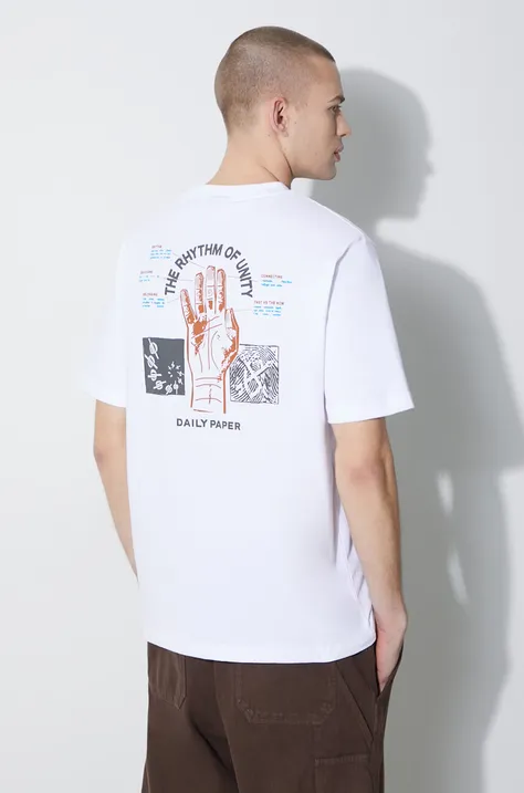 Daily Paper t-shirt bawełniany Identity SS męski kolor biały z nadrukiem 2411063