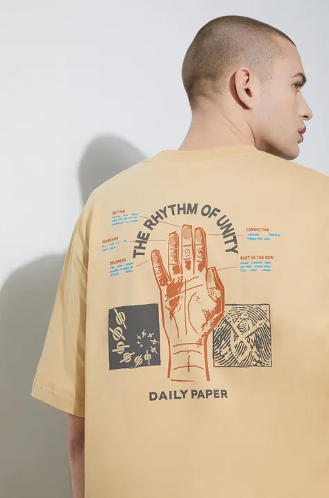 Βαμβακερό μπλουζάκι Daily Paper Identity SS ανδρικό, χρώμα: μπεζ, 2411064