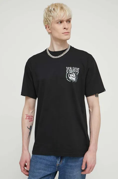 Pamučna majica Vans za muškarce, boja: crna, s tiskom