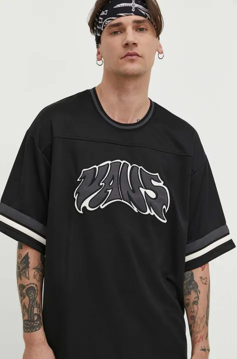 Tričko Vans černá barva, s aplikací