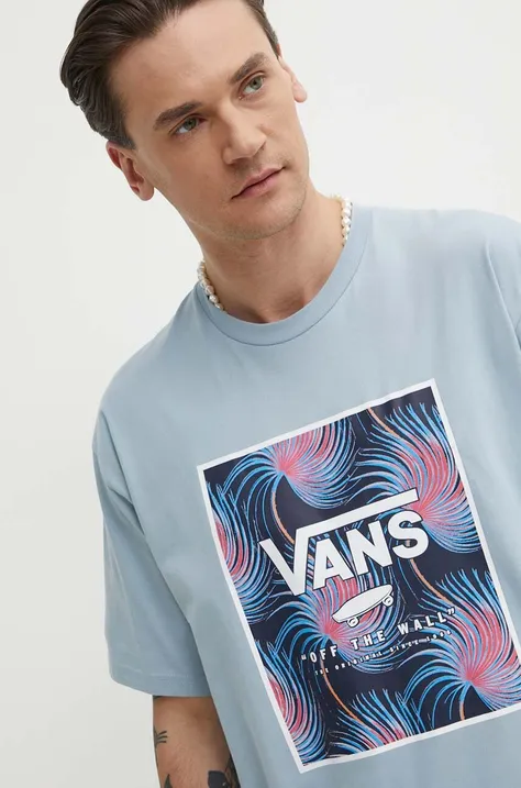 Хлопковая футболка Vans мужской с принтом
