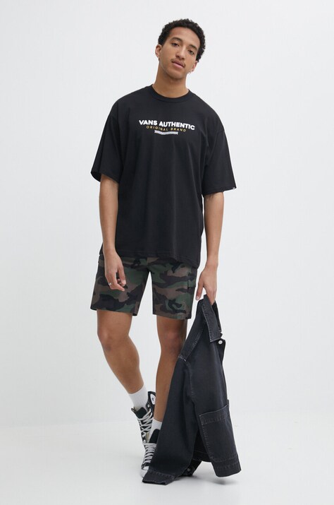 Vans t-shirt bawełniany męski kolor czarny z nadrukiem