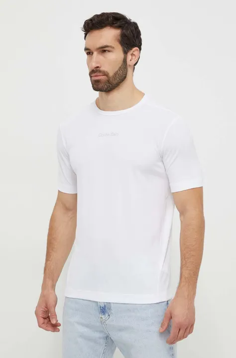 Tréningové tričko Calvin Klein Performance biela farba, jednofarebný