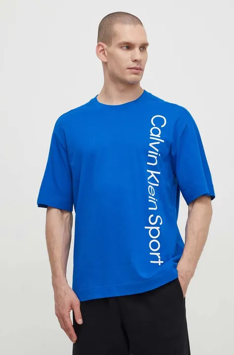 Calvin Klein Performance t-shirt bawełniany męski kolor niebieski z nadrukiem