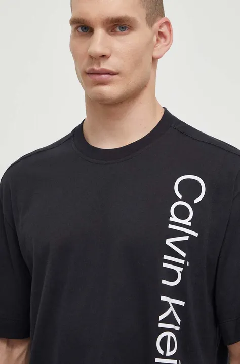 Pamučna majica Calvin Klein Performance za muškarce, boja: crna, s tiskom