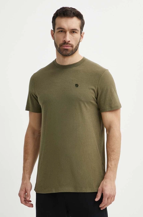 Fjallraven tricou Hemp Blend barbati, culoarea verde, cu imprimeu, F12600215