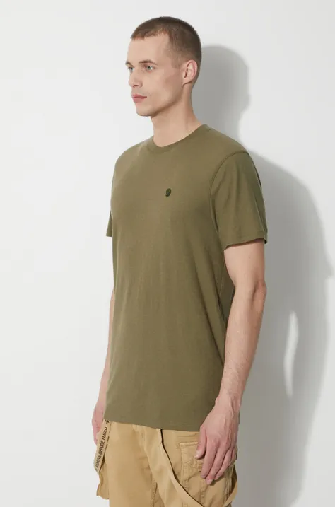 Тениска Fjallraven Hemp Blend в зелено с апликация F12600215