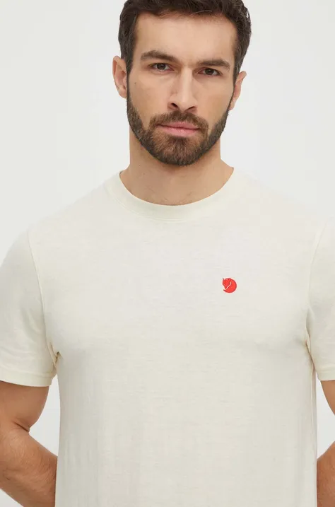 Tričko Fjallraven Hemp Blend T-shirt béžová barva, s aplikací, F12600215