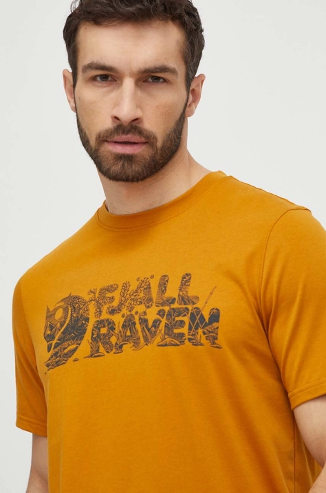 Majica kratkih rukava Fjallraven Lush Logo T-shirt za muškarce, boja: žuta, s tiskom, F12600219