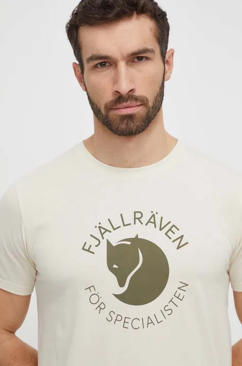 Majica kratkih rukava Fjallraven Fjällräven Fox za muškarce, boja: bež, s tiskom, F87052