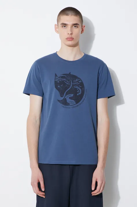 Fjallraven t-shirt bawełniany Arctic Fox T-shirt męski kolor niebieski wzorzysty F87220