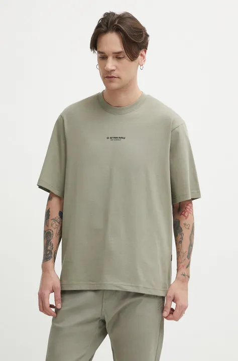 Βαμβακερό μπλουζάκι G-Star Raw ανδρικά, χρώμα: πράσινο