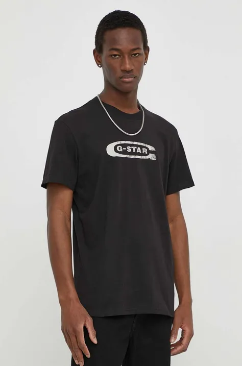 Памучна тениска G-Star Raw в черно с принт