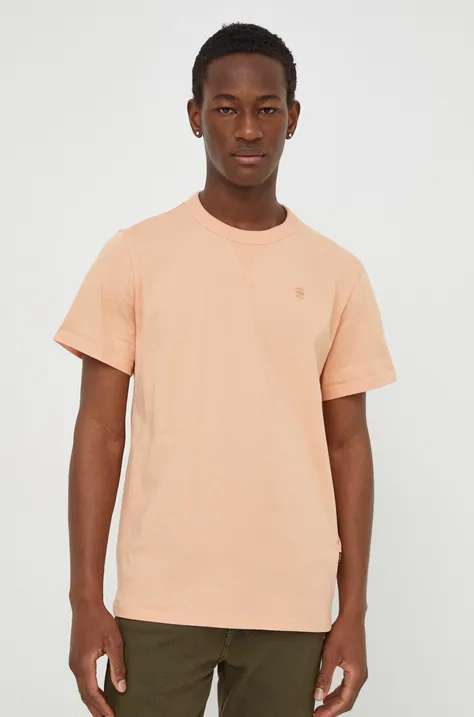 Bombažna kratka majica G-Star Raw moški, oranžna barva