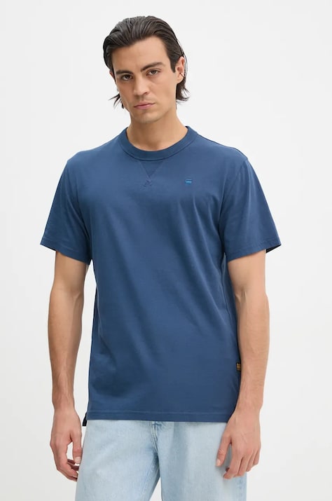 G-Star t-shirt bawełniany męski kolor granatowy gładki D24449-336