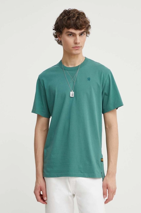 G-Star Raw tricou din bumbac barbati, culoarea verde, neted