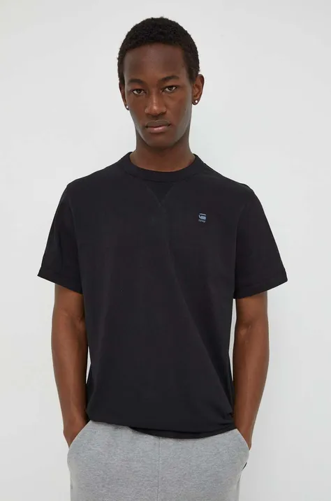 Bombažna kratka majica G-Star Raw moški, črna barva