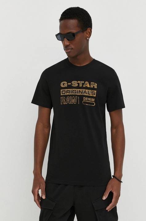 G-Star Raw t-shirt bawełniany męski kolor czarny z nadrukiem