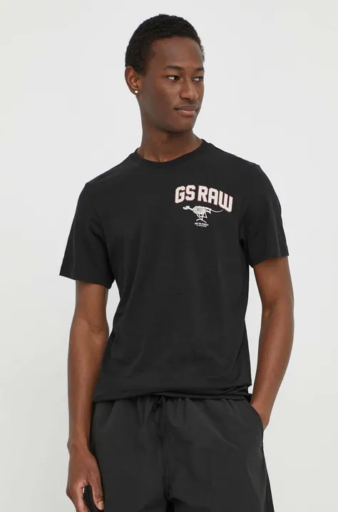 Хлопковая футболка G-Star Raw мужской цвет чёрный с принтом