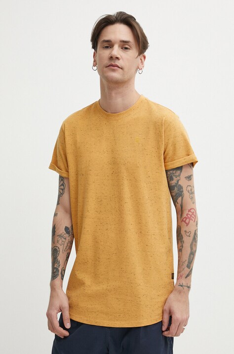 G-Star tricou din bumbac bărbați, culoarea portocaliu, uni