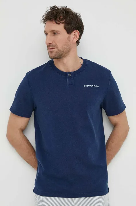 Бавовняна футболка G-Star Raw чоловічий колір синій з принтом
