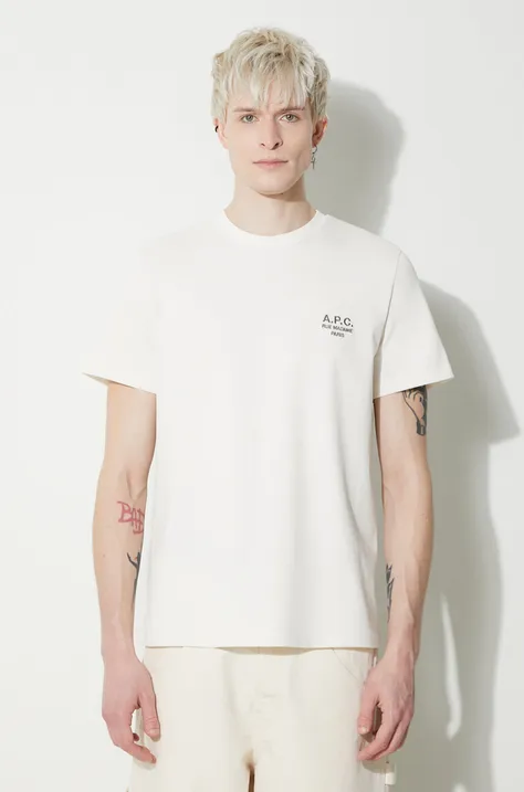 Bavlnené tričko A.P.C. T-Shirt New Raymond pánske, béžová farba, jednofarebné, COEZC.H26247.AAG