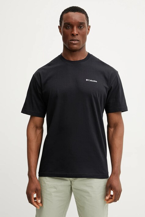 Columbia tricou din bumbac Black Butte barbati, culoarea negru, cu imprimeu, 2071701