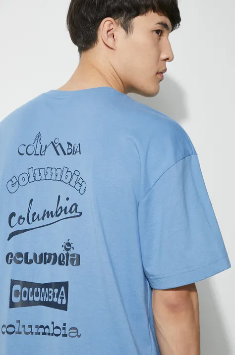 Columbia t-shirt Burnt Lake men’s blue color 2071711