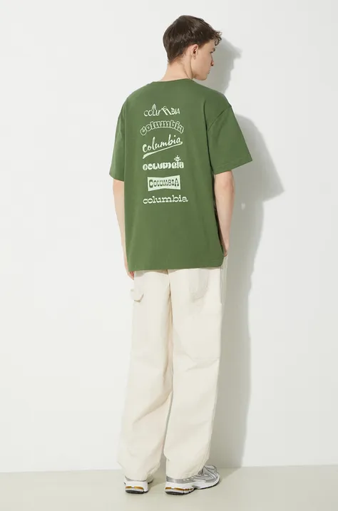 Columbia tricou Burnt Lake barbati, culoarea verde, cu imprimeu, 2071711