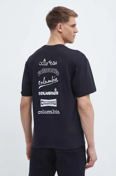 Columbia t-shirt Burnt Lake fekete, férfi, nyomott mintás, 2071711