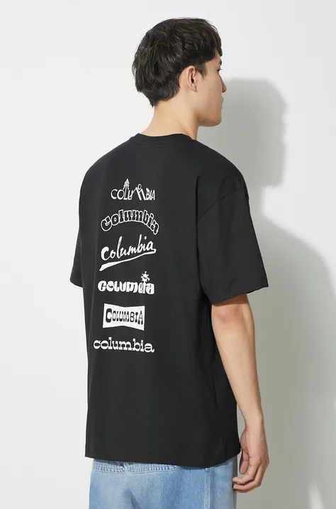 Majica kratkih rukava Columbia Burnt Lake za muškarce, boja: crna, s tiskom, 2071711