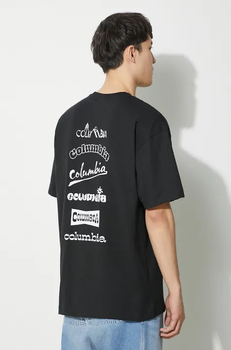 Columbia t-shirt Burnt Lake męski kolor czarny z nadrukiem 2071711