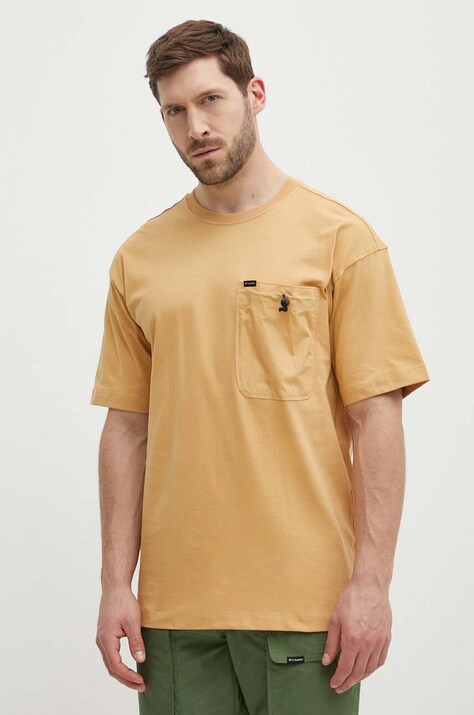 Columbia tricou din bumbac Landroamer barbati, culoarea portocaliu, neted, 2076021