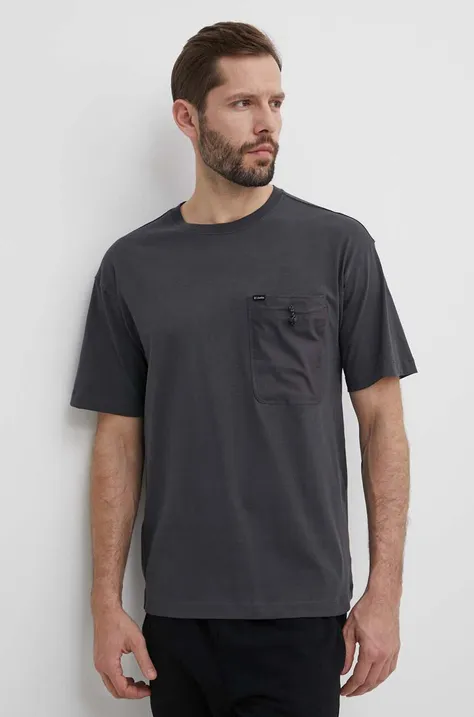 Хлопковая футболка Columbia Landroamer мужская цвет  серый однотонная 2076021