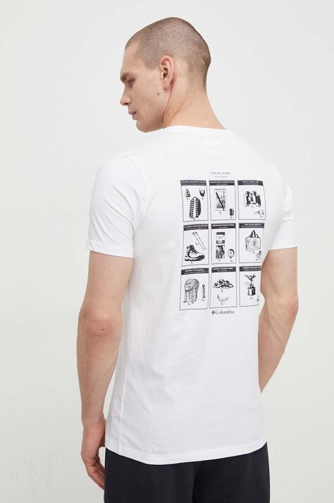 Columbia tricou din bumbac Rapid Ridge barbati, culoarea alb, cu imprimeu, 1934824