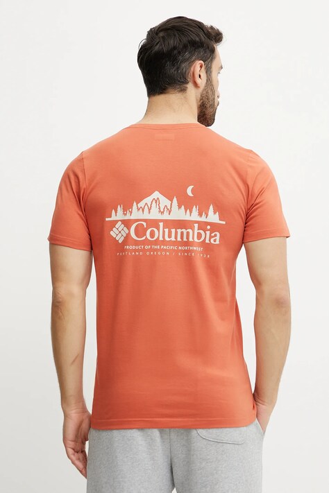 Columbia tricou din bumbac Rapid Ridge barbati, culoarea portocaliu, cu imprimeu, 1934824