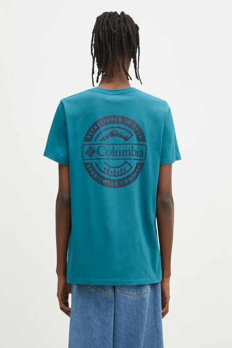 Columbia t-shirt in cotone Rapid Ridge uomo colore turchese 1934824