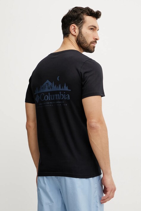 Columbia tricou din bumbac Rapid Ridge barbati, culoarea negru, cu imprimeu, 1934824