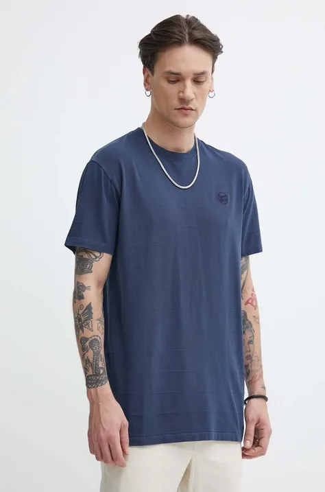 Superdry tricou din bumbac barbati, culoarea albastru marin, neted