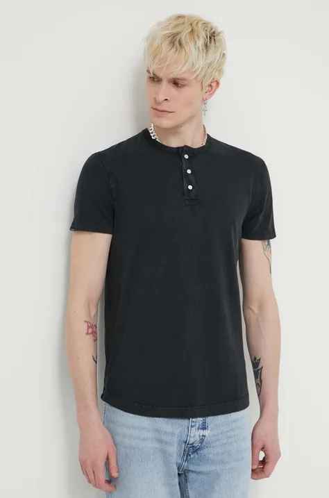 Bavlnené tričko Superdry pánsky, čierna farba, jednofarebný